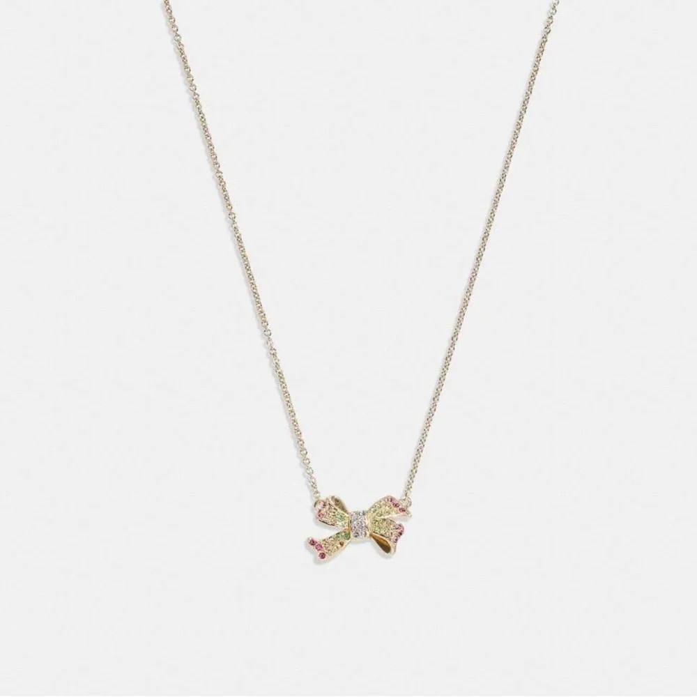 COACH Pavé Bow Pendant Necklace - Picture 4 of 8